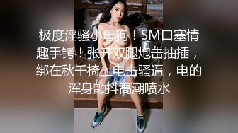 极度淫骚小母狗！SM口塞情趣手铐！张开双腿炮击抽插，绑在秋千椅上电击骚逼，电的浑身颤抖高潮喷水